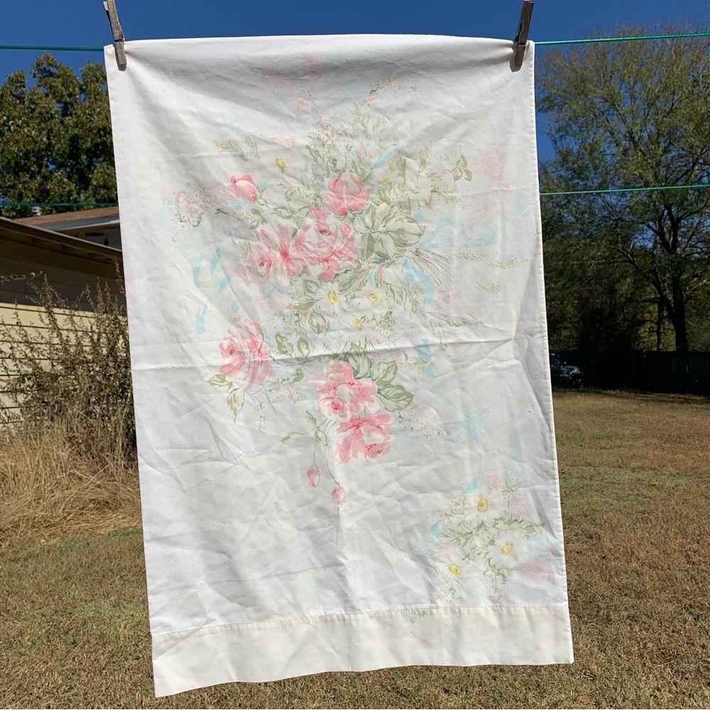 Vintage Dainty Pastel Floral Pillowcase Standard Size